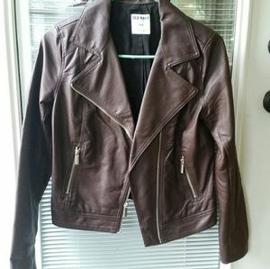🍁🍂Old Navy Faux Brown Leather Jacket-Petite